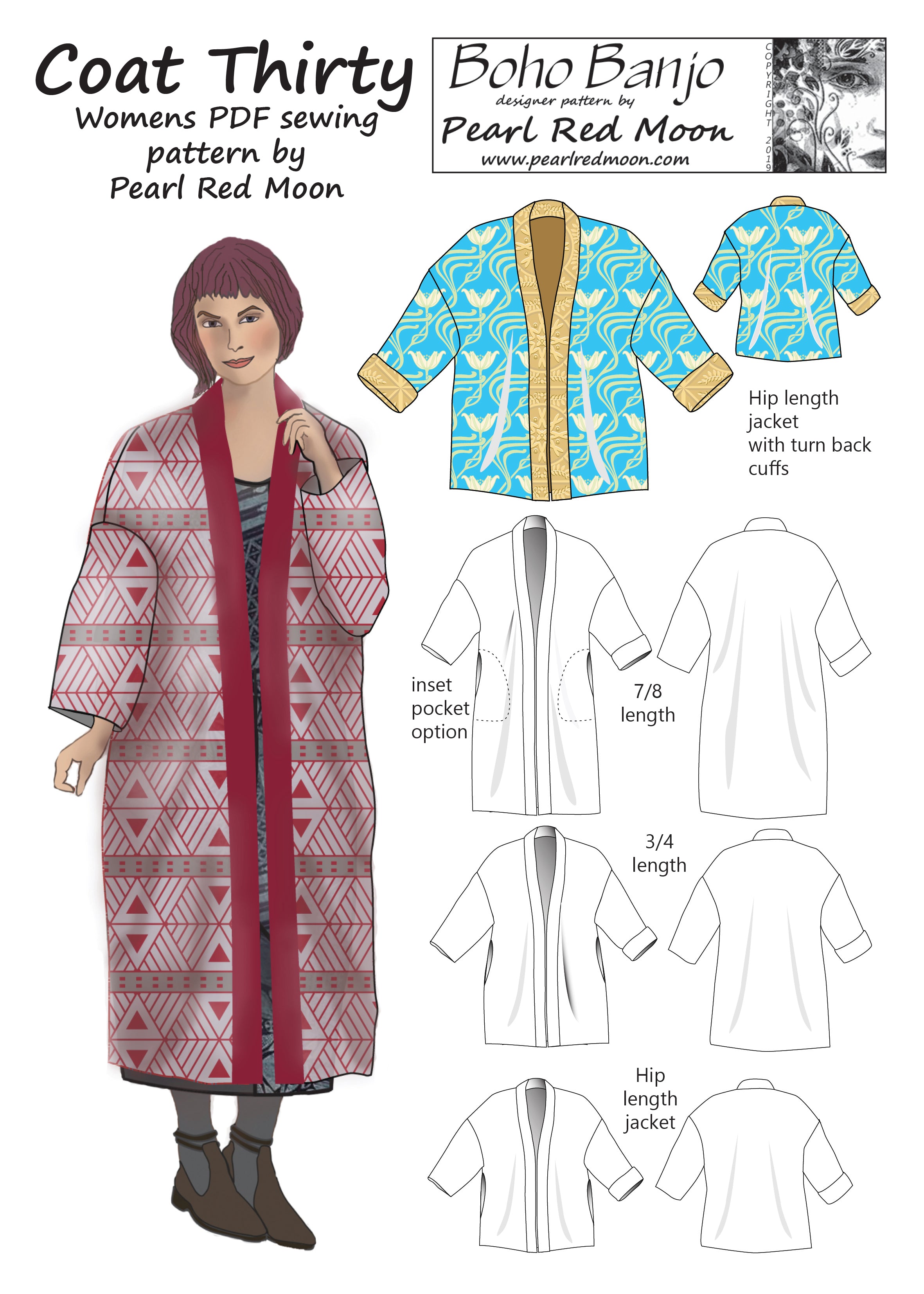 Coat Thirty pdf sewing pattern – Boho Banjo art to wear
