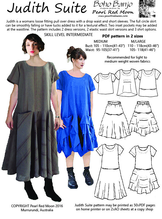 Judith Suite PDF sewing pattern, 2 MEDIUM SIZES Boho Banjo art to wear Judith Suite PDF sewing pattern, 2 MEDIUM SIZES Boho Banjo art to wear