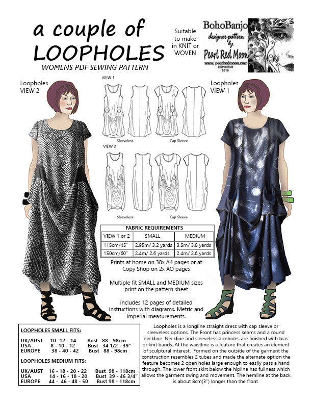 A couple of LOOPHOLES, womens PDF sewing pattern