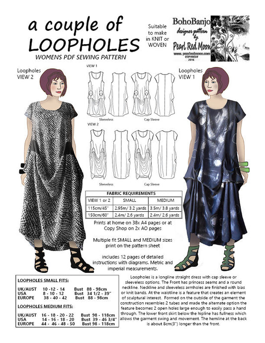 A couple of LOOPHOLES, womens PDF sewing pattern