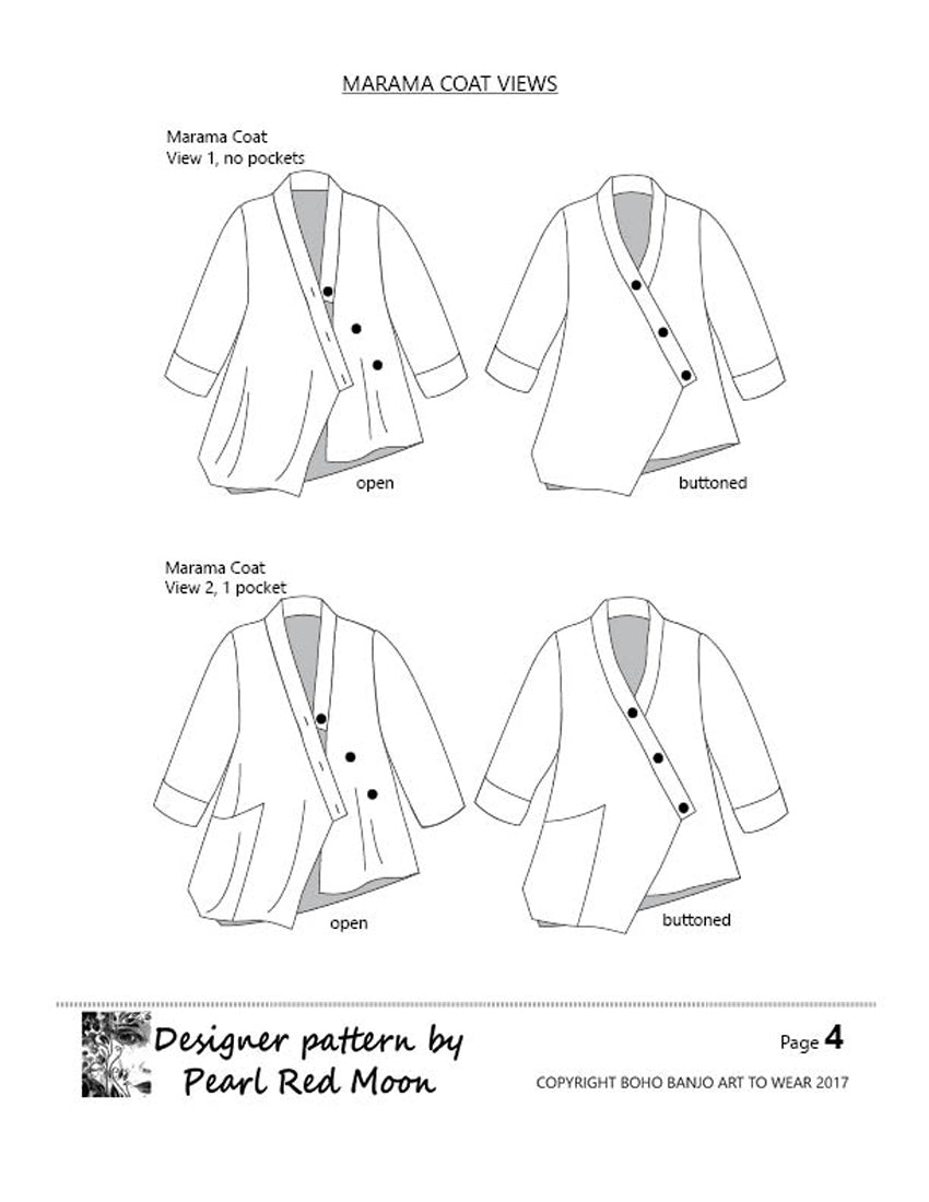 Marama Coat, womens PDF sewing pattern