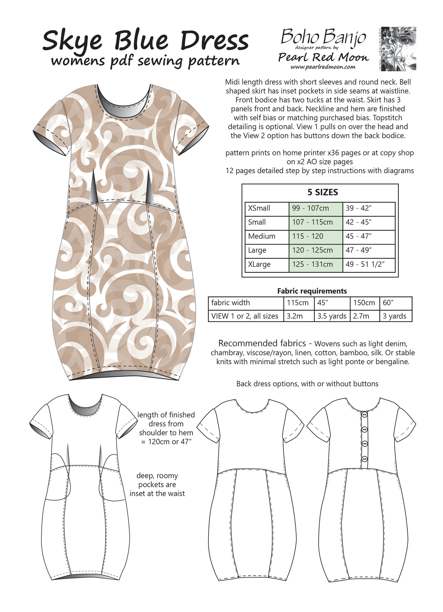 Skye Blue Dress pdf sewing pattern