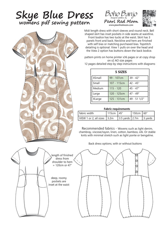 Skye Blue Dress pdf sewing pattern