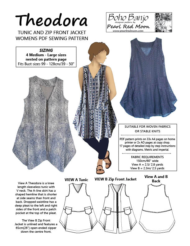 Theodora Tunic and Jacket, PDF Pattern, Large sizes – Boho Banjo art to wear theodora-tunic-and-jacket-pdf-pattern-large-sizes-boho-banjo-art-to-wear