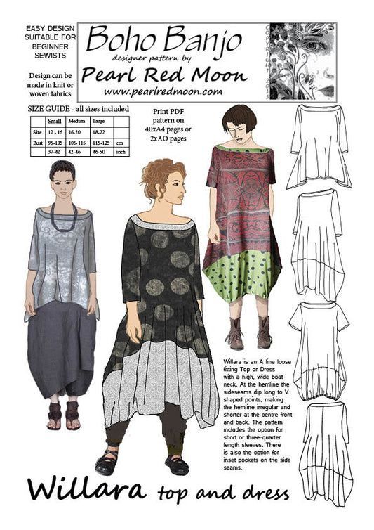 Willara, top and dress. pdf sewing pattern