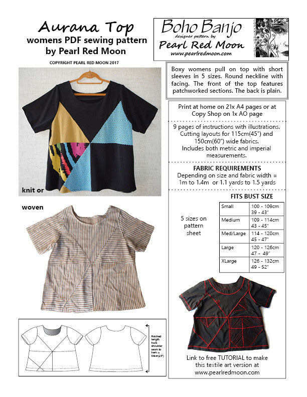 AURANA TOP PDF sewing pattern – Boho Banjo art to wear