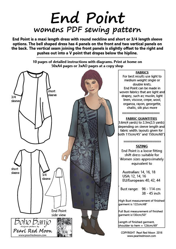 END POINT (Medium sizes) womens PDF sewing pattern