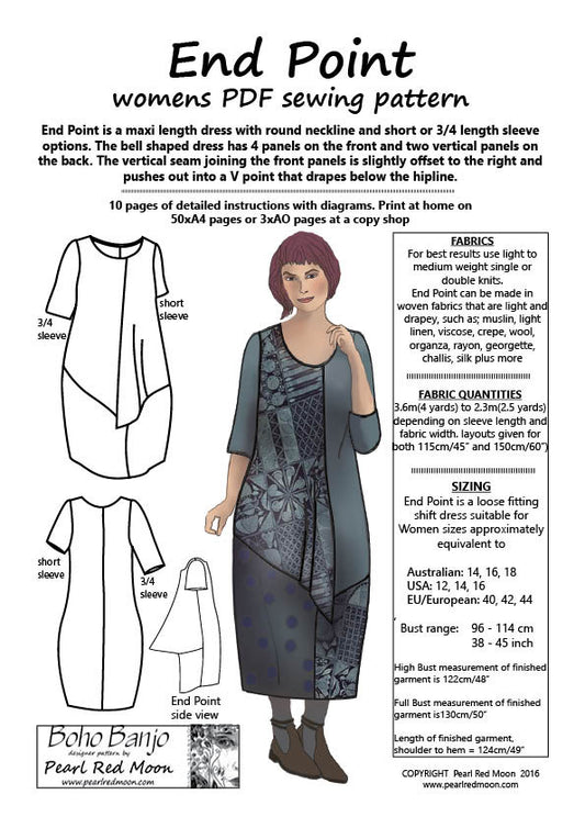 END POINT (Medium sizes) womens PDF sewing pattern