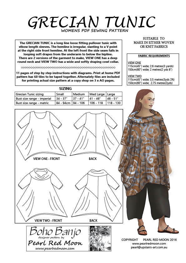 Grecian Tunic, PDF sewing pattern