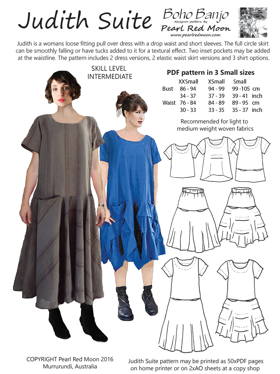 JUDITH SUITE, womens pdf sewing pattern, 3 Small sizes