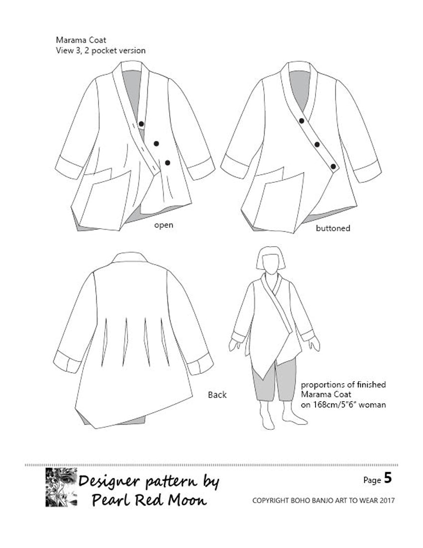 Marama Coat, womens PDF sewing pattern