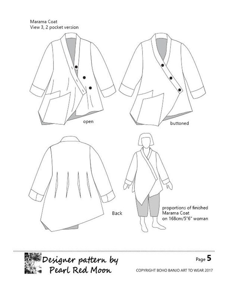 Marama Coat, womens PDF sewing pattern – Boho Banjo art to wear