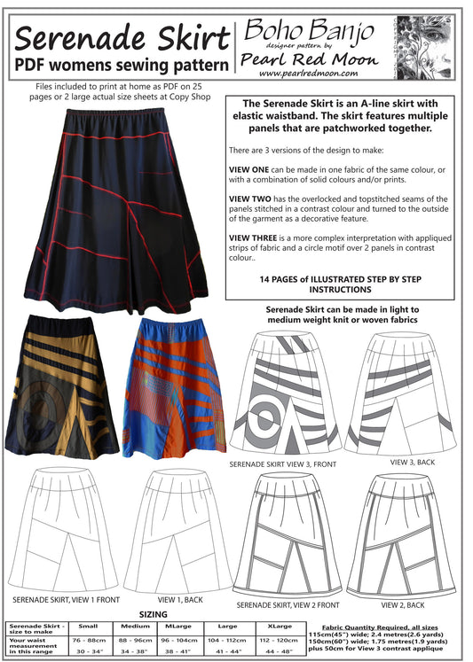 Serenade Skirt, womens PDF sewing pattern