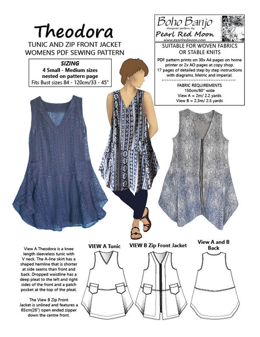Theodora Tunic and Jacket, PDF PATTERN, Small- Med sizes